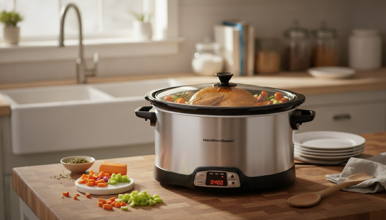 Countdown Timer Slow Cooker With Dishwasher-Safe Crock
